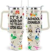 School Counselor Mug: 40 Oz with Straw & Handle