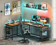 Coleshome 59" L Shaped Gaming Desk with Outlet