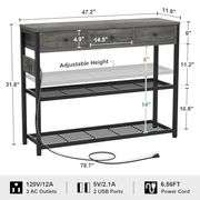 47' Entryway Table with Outlets and USB Ports
