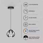 Vivaldi 16W Black LED Mini Pendant Light