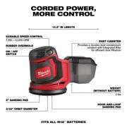 Milwaukee M18 18V 5 in. Random Orbit Sander