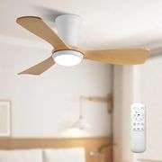 36in Ceiling Fan w/ Lights Remote Black/Wood
