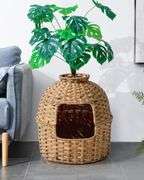 Cat Litter Box Furniture, Hidden Handwoven Rattan