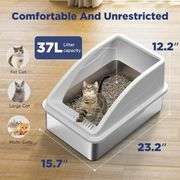 XL Stainless Steel Cat Litter Box with Scoop