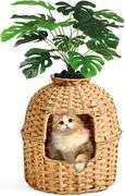 Cat Litter Box Furniture, Hidden Handwoven Rattan