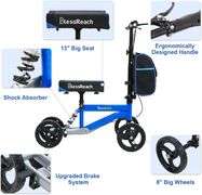 Economy Knee Scooter, Steerable & Foldable, Blue
