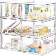 6 Pack Stackable Storage Drawers, Acrylic