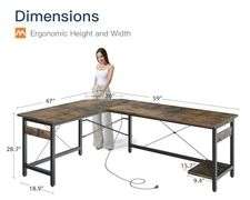 Coleshome 59" L Shaped Gaming Desk with Outlet