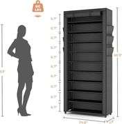 VTRIN Vertical Narrow Shoe Rack 10 Tier, Black