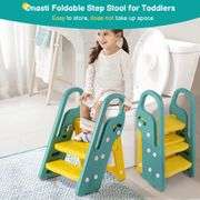 Onasti Foldable Toddler Step Stool, 3-Step, Green