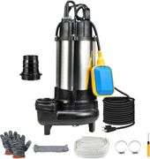 1HP Sewage Grinder Pump, Submersible, 6400 GPH