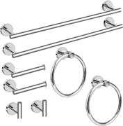 Cilee 8 Pc Chrome Bathroom Set, 24in Towel Bar