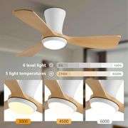 36in Ceiling Fan w/ Lights Remote Black/Wood