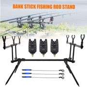 Adjustable Carp Fishing Rod Stand Holder, 3 Alarms