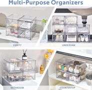 6 Pack Stackable Storage Drawers, Acrylic