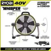 40V 14 in. Cordless Hybrid Air Cannon Fan