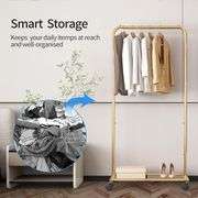Simple Trending Garment Rack, Gold, with Shelf