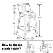 HAOBO Home 24" Metal Bar Stools, Set of 4