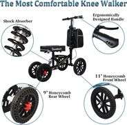 All Terrain Foldable Knee Scooter Walker - Black