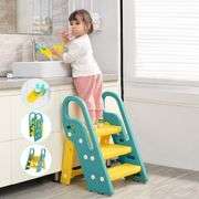 Onasti Foldable Toddler Step Stool, 3-Step, Green