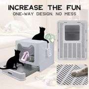 Foldable Litter Box, Front Entry/Top Exit, Gray