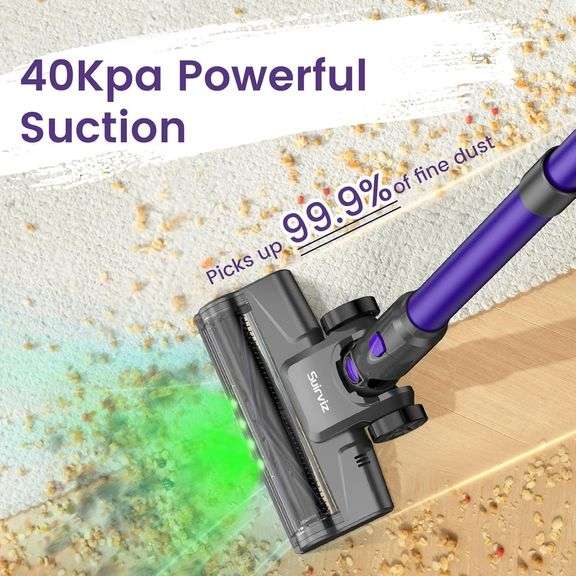 Cordless Vacuum, 40KPA/35Mins, Green LED Light