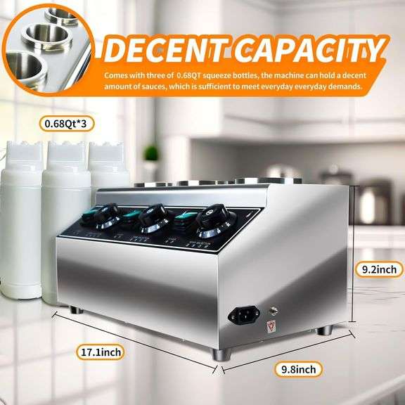 KOOTEN Electric Cheese Sauce Warmer 0.68x3 Qt