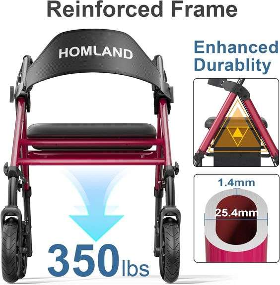 Walkers for Seniors, Foldable Rollator, 8" Wheels