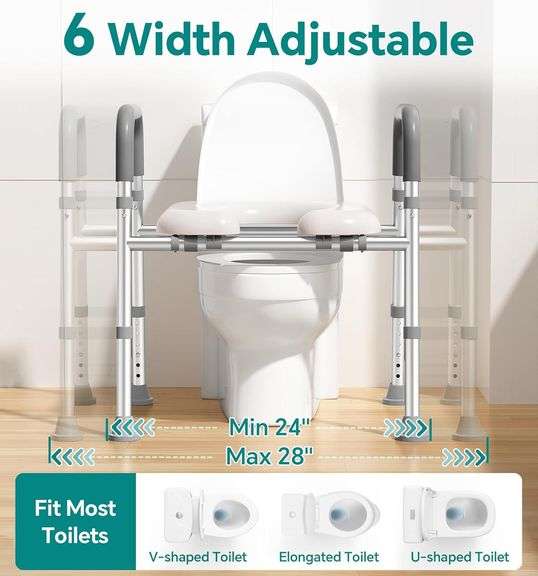 Toilet Seat Risers, Fits Any, 400lb, Adjustable