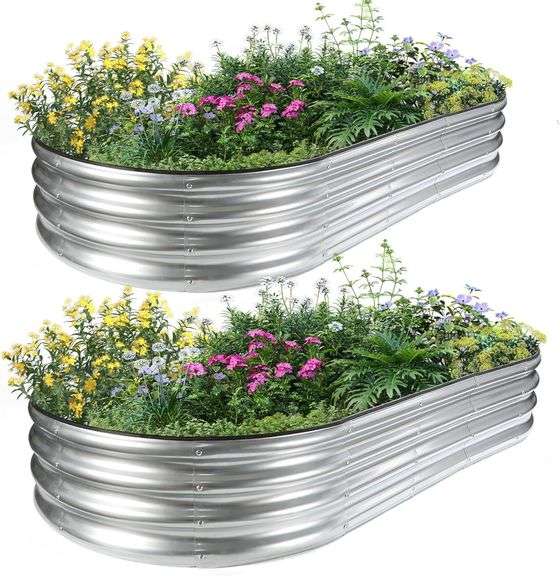 JERIA 2 Pcs 6 3 1ft Oval Raised Garden Bed image