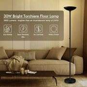 71" 30W Torchiere LED Floor Lamp, 3000K Dimmable