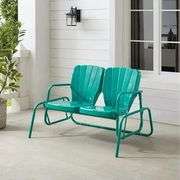 Crosley Ridgeland Loveseat Glider, Turquoise.
