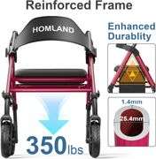 Walkers for Seniors, Foldable Rollator, 8" Wheels