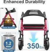 Foldable Rollator, 8' Wheels, 350 lb. Capacity
