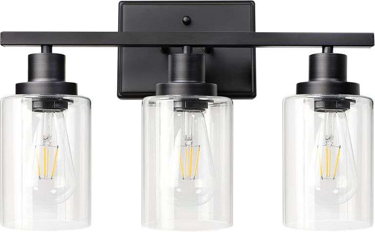 Ascher 3 Light Wall Sconces, Clear Glass Shade image