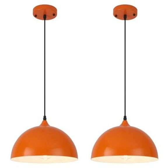 Orange 11.8in Pendant Lights, 2-Pack image