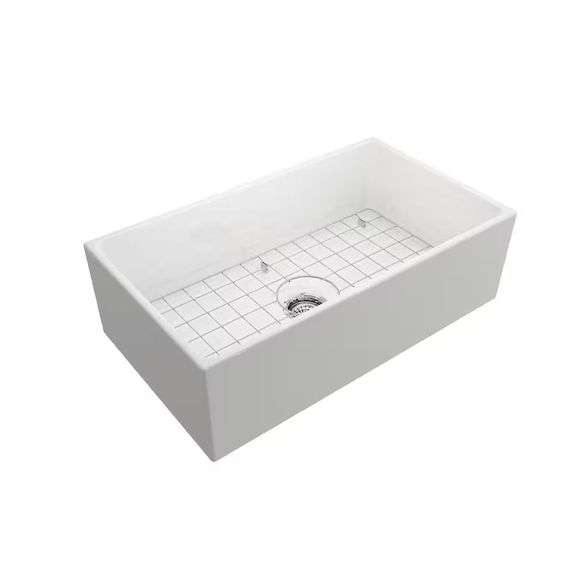33 in. Farmhouse Single Bowl White Fireclay Sink image
