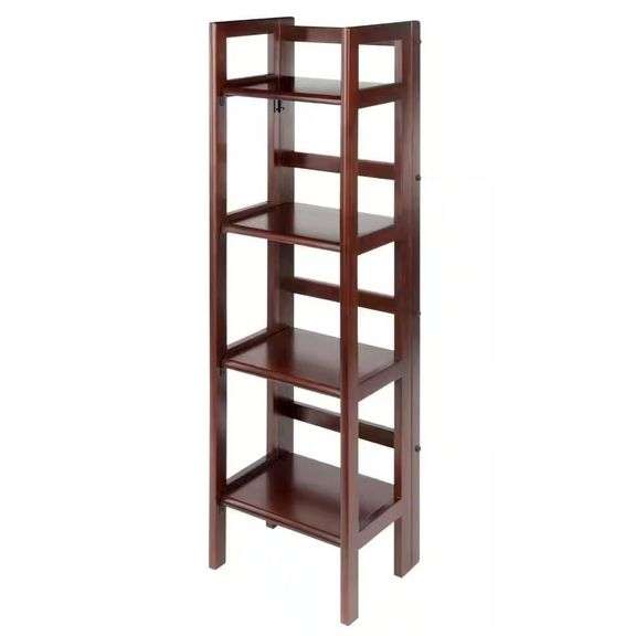 Terry 4-Tier Foldable Shelf, Narrow, Walnut image