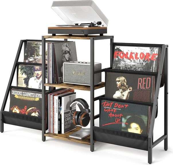 Record Player Stand with Vinyl Storage image