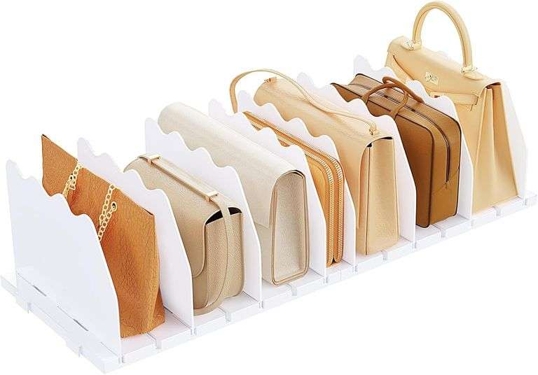 Shelf Divider, Adjustable Purse Organizer, White image