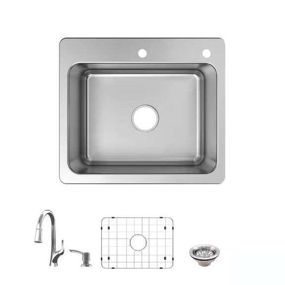 Bratten 25in. Single Bowl Kitchen Sink & Faucet image