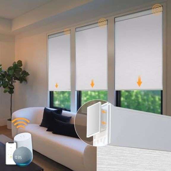 Motorized Cordless Blinds, 20 x 72, White image