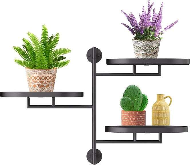 3-Tier Wall Mount Plant Holders, Black Metal image