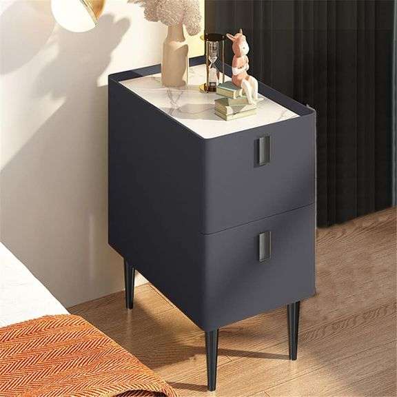 End Table, Mid Century Nightstand with Stone Top image