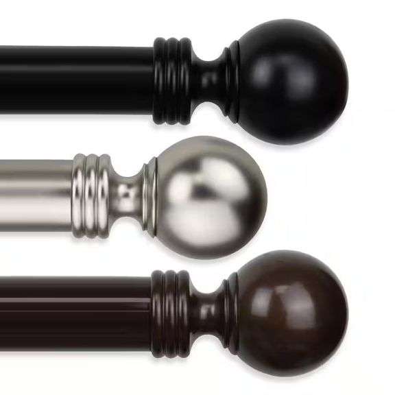 Sphere 66-115 in. Single Curtain Rod, Black image