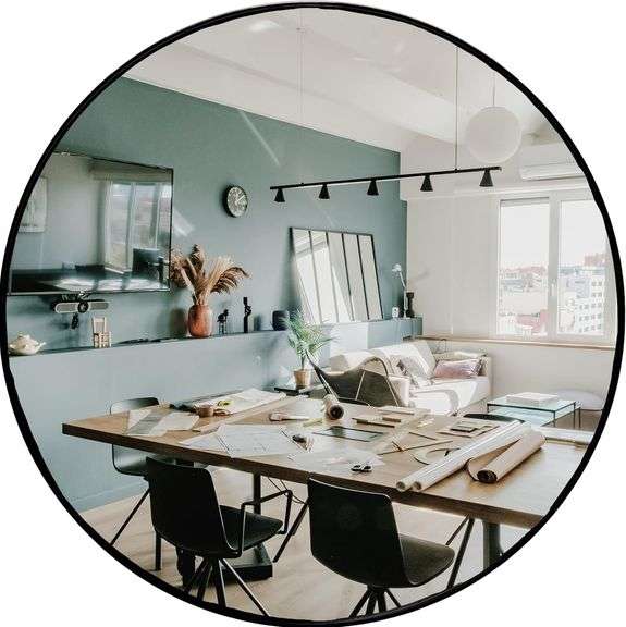 HBCY Creations 30" Black Round Mirror Wall Decor image