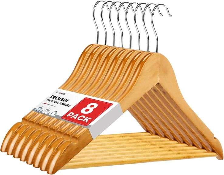 Wooden Hangers 8 Pack, Heavy Duty Wood Hangers image