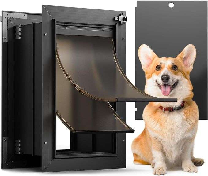 Medium All Aluminum Dog Door for Wall, Black image