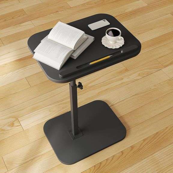 Sofa Couch Arm Table: C-Shaped Black Stand image