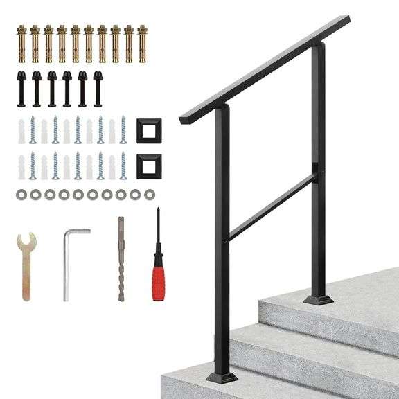 Handrails for 2-3 Steps, Black Iron Railing image